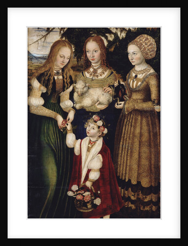 Altarpiece with the Martyrdom of Saint Catharine, left wing: The Saints Dorothea, Agnes and Cunigund by Lucas Cranach the Elder