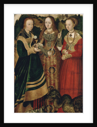 Altarpiece with the Martyrdom of Saint Catharine, right wing: The Saint Barbara, Ursula and Margaret by Lucas Cranach the Elder