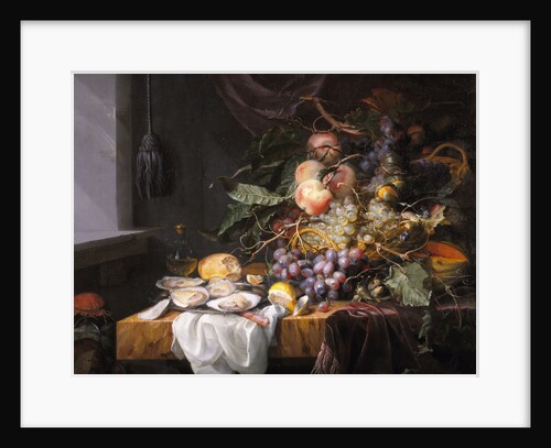 Still Life with fruit and oysters by Jacob van Walscapelle
