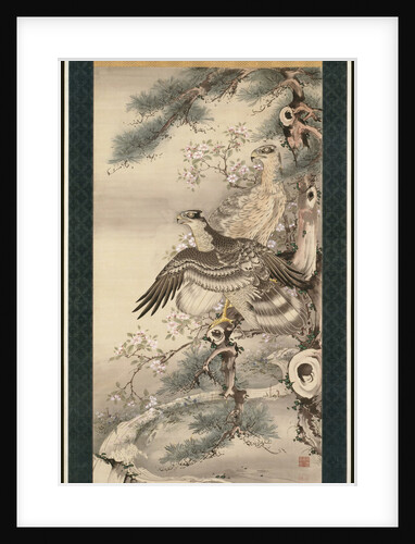 Pair of Hawks with Branch and Blossoms by Soga Shohaku