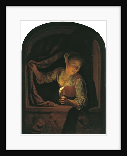 Woman with a lighted Candle at a Window by Gerart Dou