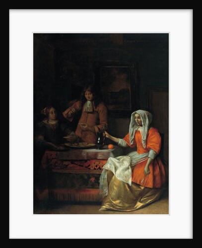 Interior with Two Women and a Man Drinking and Eating Oysters by Pieter Hooch de
