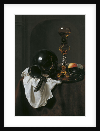 Still Life with glass of wine and pewter jug by Jan Jansz. Treck