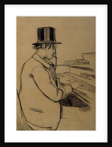 Portrait of Erik Satie, Playing the Harmonium by Santiago Rusiñol