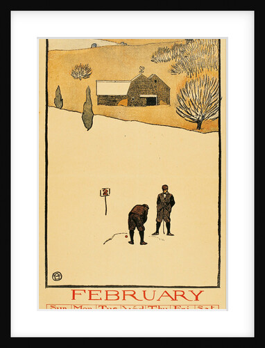 Golf Calendar. February by Edward Penfield