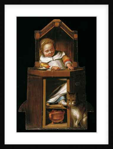 Sleeping baby in highchair by Johannes Cornelisz. Verspronck