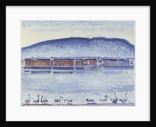 Lake Geneva with Mont Salève and Swans by Ferdinand Hodler