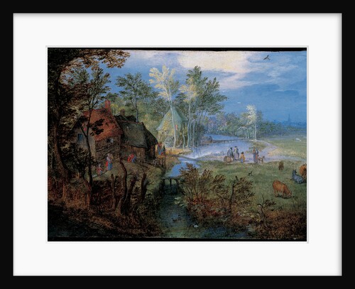 Village with peasants and animals by Jan Brueghel the Elder