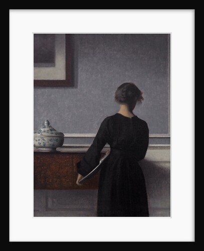 Interior with Young Woman from Behind by Vilhelm Hammershøi