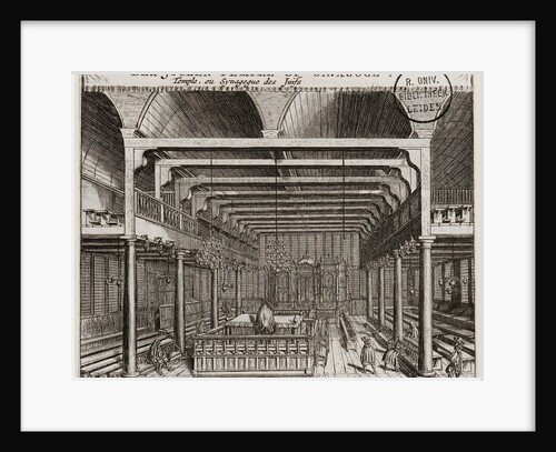 Interior of the Portuguese Synagogue in Amsterdam by Jan Veenhuysen
