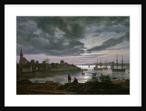 Larvik by Moonlight by Johan Christian Clausen Dahl