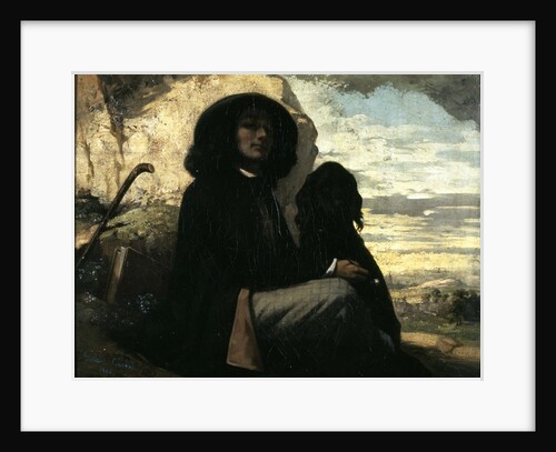 Self-portrait with black dog by Gustave Courbet