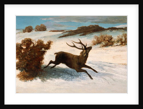 Deer Running in the Snow by Gustave Courbet