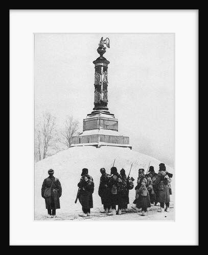 Soviet soldiers at the monument to the heroes of the War of 1812 in the village of Tarutino Kaluga r by Anonymous