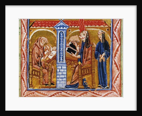 Hildegard receives a vision in the presence of her secretary Volmar and her confidante Richardis, ca by Anonymous