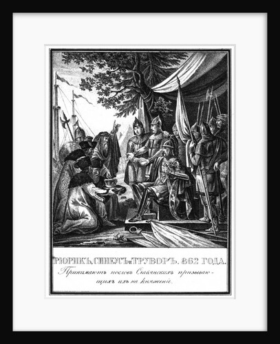 Rurik, Sineus and Truvor. The Invitation of the Varangians, 862 (From Illustrated Karamzin), 1836 by Boris Artemyevich Chorikov