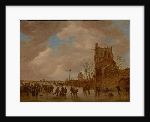 Ice pleasures in front of a bridge tower, 1655 by Jan Josefsz van Goyen