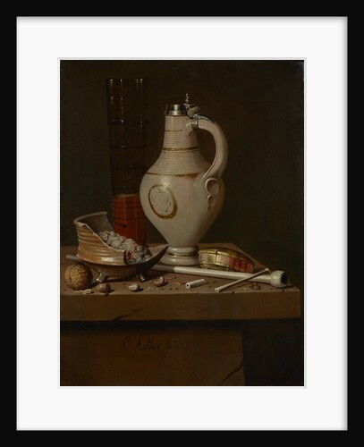Still life with smoking utensils and beer mug, 1664 by Edwaert Collier
