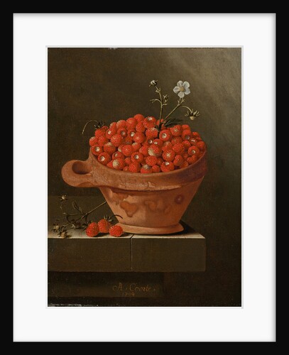 Still life with strawberries in a clay pot, 1704 by Adriaen Coorte