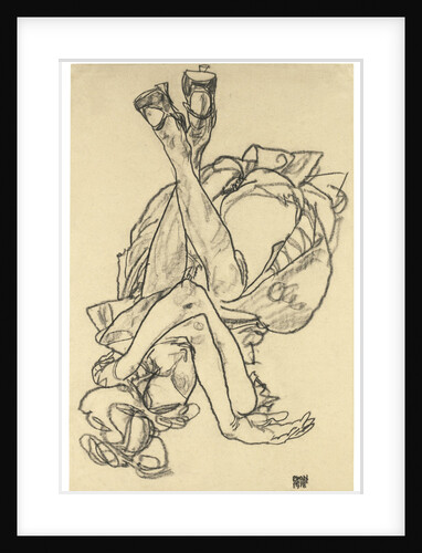 Girl lying on her back with crossed arms and legs, 1918 by Egon Schiele