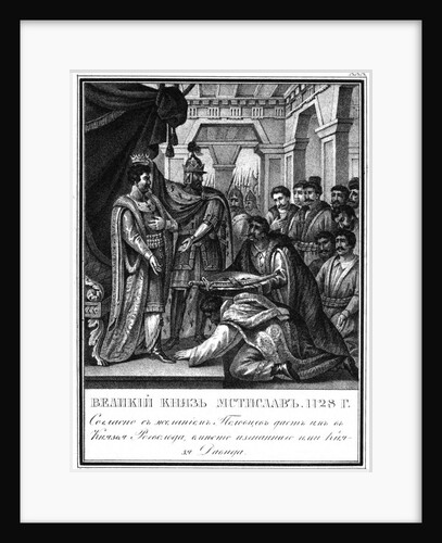Mstislav I appointed Rogvolod to Prince of Polotsk. 1128 (From Illustrated Karamzin), 1836 by Boris Artemyevich Chorikov