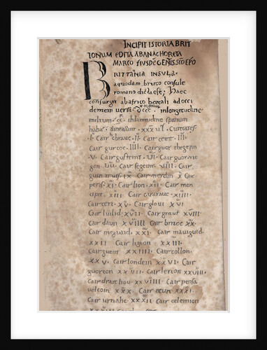 Historia Brittonum by Nennius. First page of manuscript, 11th century by Anonymous master