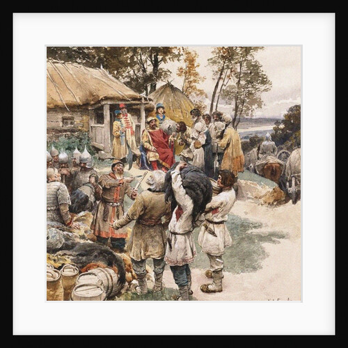 Poliudie (Collecting tribute). Igor of Kiev Exacting Tribute from the Drevlyans, 1903 by Klavdi Vasilyevich Lebedev