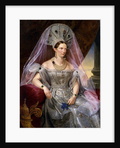 Portrait of Empress Alexandra Fyodorovna (Charlotte of Prussia), in kokoshnik, ca 1836 by Franz Krüger