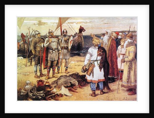 The Invitation of the Varangians: Rurik and his brothers arrive in Staraya Ladoga, before 1912 by Viktor Mikhaylovich Vasnetsov