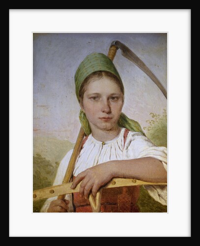 Peasant woman with a scythe and rake, before 1825 by Alexei Gavrilovich Venetsianov