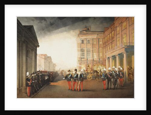 Parade in front of the Anichkov Palace in Petersburg, 1870 by Mihály Zichy