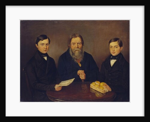 Merchant Smurov with sons, 1840s by Anonymous