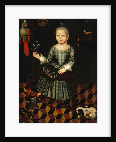 Girl with parrot, Mid of the 18th century by Anonymous
