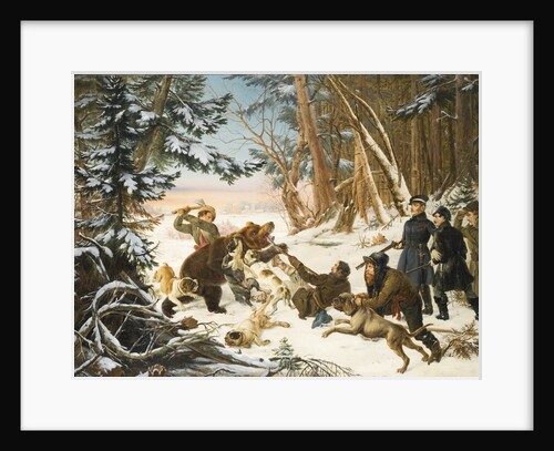 The Tsarevich Alexander Nikolaevich on a Bear hunt on the Outskirts a Moscow, 1843 by Otto Grashof