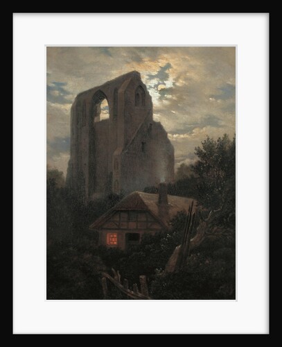 Ruins of the Eldena Monastery with cottage near Greifswald in Moonlight, 1820 by Carl Gustav Carus