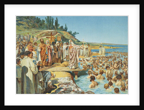 The baptism of the residents of Kiev in 988 by Klavdi Vasilyevich Lebedev