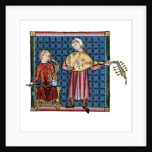 Two minstrels. Illustration from the codex of the Cantigas de Santa Maria, c. 1280 by Anonymous