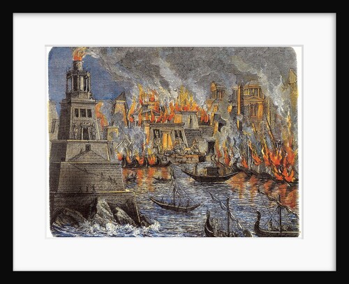 The Burning of the Library of Alexandria, 1876 by Anonymous