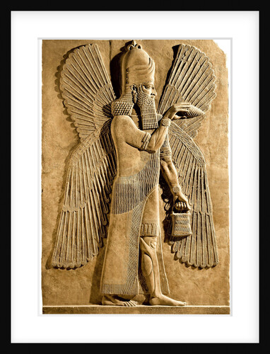 Winged genie. Detail of a relief from the palace of Assyrian king Sargon II, 722-705 BC by Assyrian Art