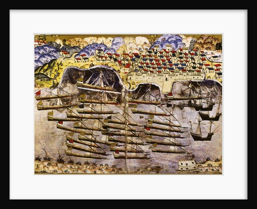 Barbarossas fleet wintering in the French harbour of Toulon, 1543, Mid of 16th century by Matrakci Nasuh