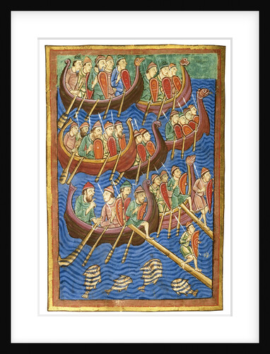 Viking ships arriving in Britain, ca 1130 by Abbo of Fleury