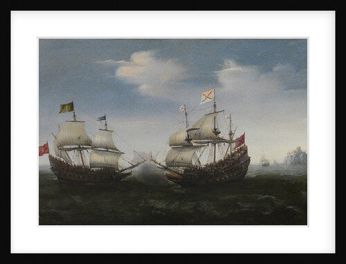Naval combat against a rocky shore, 1627 by Hendrick Cornelisz. Vroom