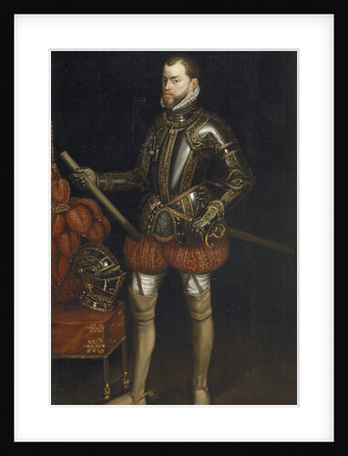Portrait of Philip II in armour from the battle of Saint Quentin, Early 17th century by Anonymous