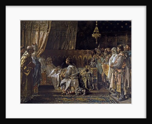 King James I the Conqueror Gives His Sword to His Son, Pedro, 1881 by Ignacio Pinazo Camarlench