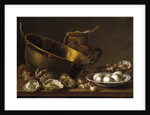 Still life with oysters, garlic and eggs, 1772 by Luis Egidio Meléndez