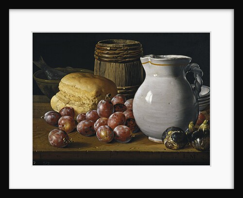 Still life with plums, figs, bread and jug, Second Half of the 18th century by Luis Egidio Meléndez