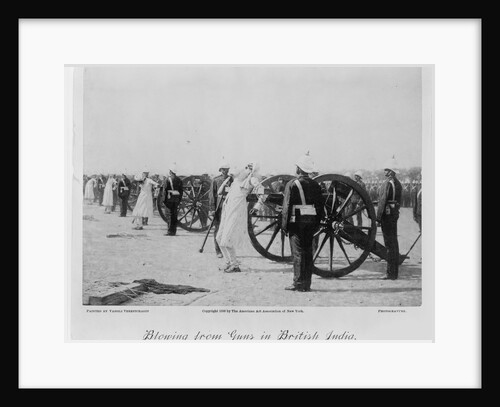 Blowing from guns in British India, c. 1890 by Vasili Vasilyevich Vereshchagin