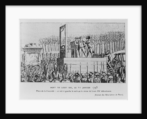 The Execution of Louis XVI in the Place de la Revolution on 21 January 1793, c. 1793 by Anonymous