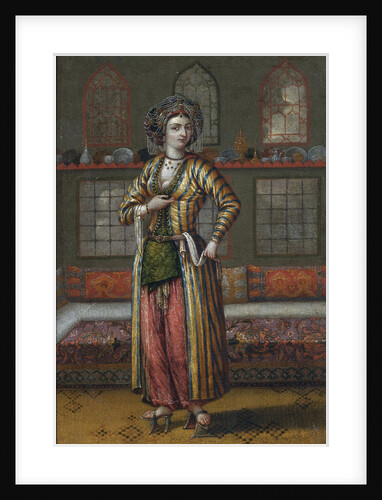 A noble lady of Constantinople wearing Hammam shoes by Jean-Baptiste Vanmour
