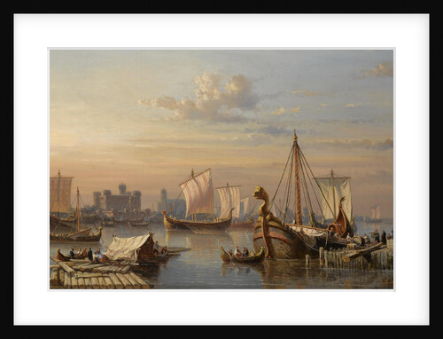 Viking ships on the River Thames, Mid of the 19th century by Everhardus Koster